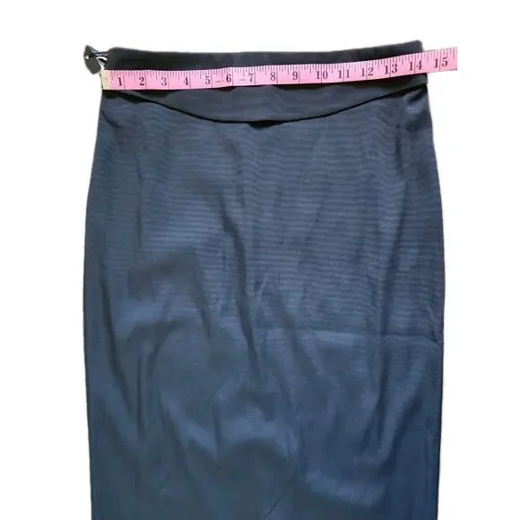NWT Emporio Armani Black Ribbed Pencil Skirt Size 42 Stretch Knee Length Chic - Picture 6 of 8